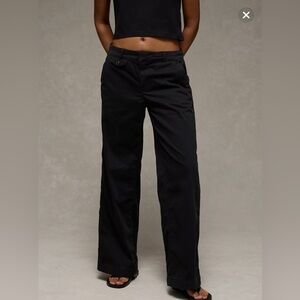 AE American Eagle stretch low-rise wide-leg khakis in black